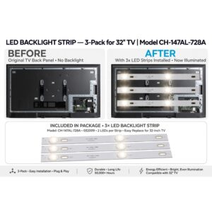 LED Backlight Strip 6 LED 3V 24 Inch Long For 32 Inch TV Set of 3 Pcs