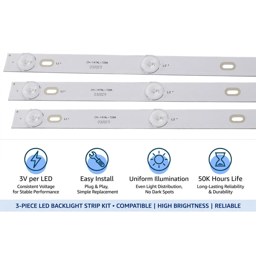 LED Backlight Strip 6 LED 3V, 17.5 Inch Long For 24 Inch TV (Generic)