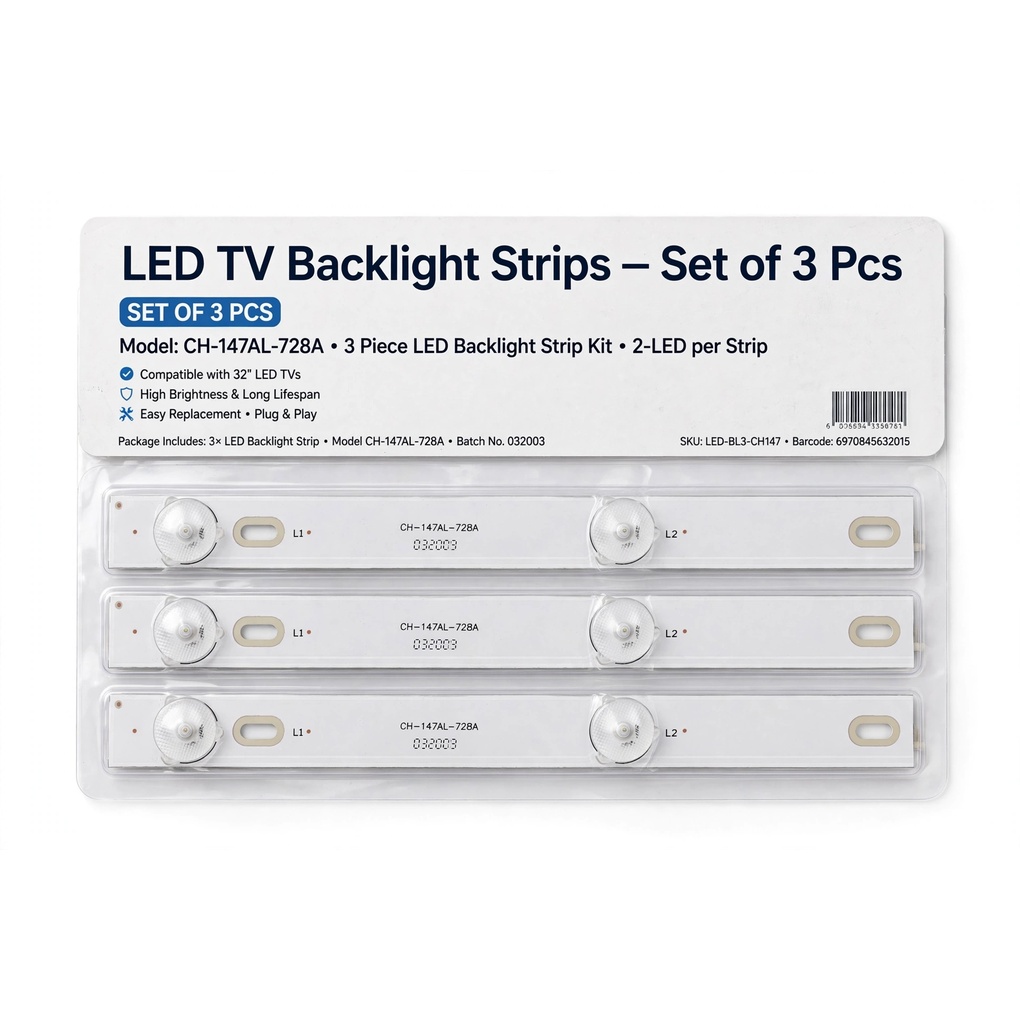 LED Backlight Strip 6 LED 3V 24 Inch Long For 32 Inch TV Set of 3 Pcs